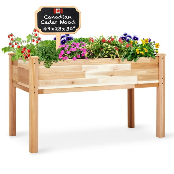 Cama de jardín elevada de cedro canadiense gigante para hierbas, 49 x 23 x 30 pulgadas