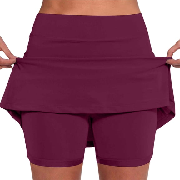 SNKSDGM Women's Plus Capri Pants for Women Petite Jeans Work Pants Women Black Short Women's Mid Waist Skort with Pockets | Active Casual Two Piece Shorts Skirt