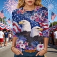 thumbnail image 2 of vigerkar 250 Anniversary USA 3/4 Sleeve Shirt for Women 250th Patriotic Shirts Casual American Flag and Stars Print Shirt (Blue, 3XL), 2 of 8