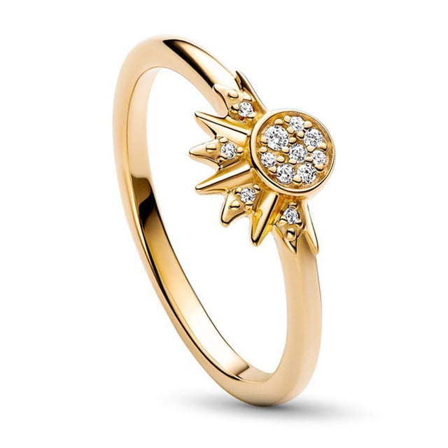 Anillo bicolor con combinación de sol y luna, apilable, personalidad brillante, anillo de mujer, regalo de pareja, joyería