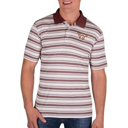 Maroon Striped Performance Polo - NCAA Virginia Tech Hokies Men's Classic-Fit Striped Polo Shirt