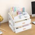 thumbnail image 5 of Niulife Makeup Organizer with Drawers,Large Vanity Skincare Storage,Bathroom Countertop Cosmetics Display Holder for Skincare, Eyeshadow, Lotions, Lipstick, Nail Polish and Jewelry,White 2 Tiers, 5 of 6