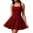 thumbnail image 2 of XuJwPNcy Summer Dresses for Women Square Neck Sleeveless Halter Dresses A Line Pleated Mini Dress for Cocktail Party, 2 of 5