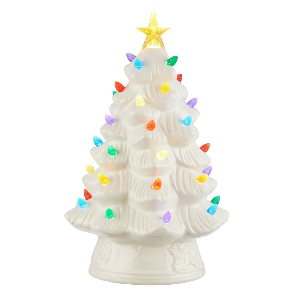 Mr. Christmas LightUp Ceramic Tabletop Christmas Tree, 12", White