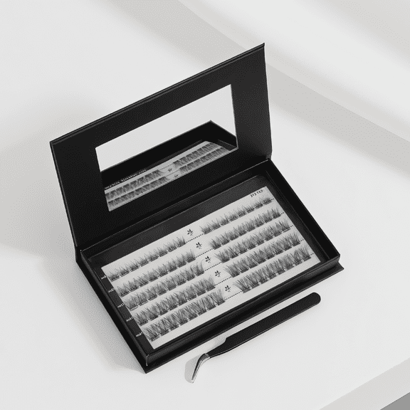 80 Individual Eyelash Clusters, Glue-Free DIY Lash Extension Kit, C Curl Wispy 10-18mm Mixed Lengths, with Tweezers