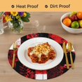 thumbnail image 4 of Red Black Round 13 Inch Placemats Set of 8, Modern Abstract Art Botanical HeatResistant Non Slip Place Mats for Dining Table, Wipeable Braided Kitchen Table Mats for Housewarming, 4 of 9