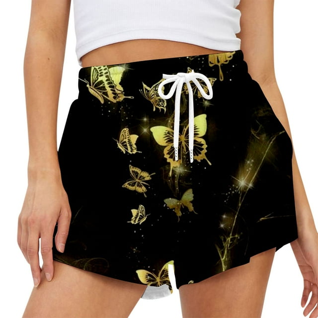Aayomet Shorts Larges pour Femmes Décontractés avec Poches (Jaune, XXXXL)