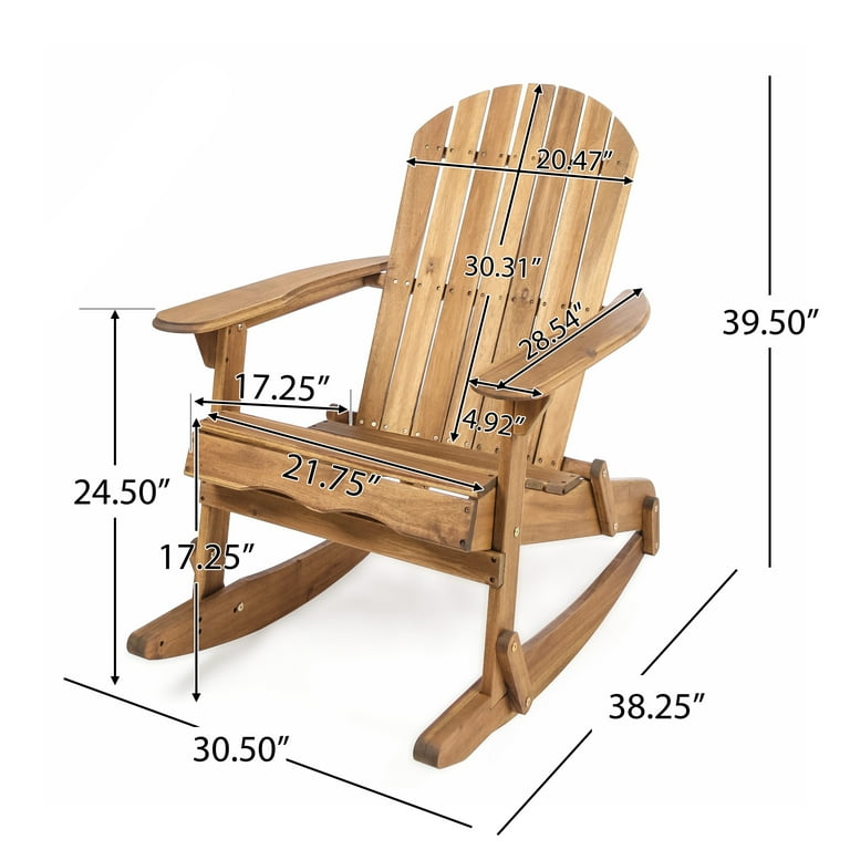 Muriel Outdoor Acacia Wood Adirondack Rocking Chair, Natural
