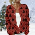 thumbnail image 2 of Wang6 Button down Ugly Christmas Cardigan for Women Trendy Long Sleeve Xmas Tree Snowman Printed Sweater Tops Fall Winter Crew Neck Loose Fit Lightweight Jacket Red XXL, 2 of 5