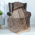 thumbnail image 4 of Industrial Soft Flannel Fleece Throw Blanket, Old Wooden Timber Oak Barn Door Farmhouse Countryside Rural House Village Print, Cozy Plush for Indoor and Outdoor Use, 50" x 70", Brown, by Ambesonne, 4 of 5