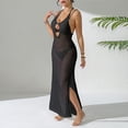 thumbnail image 5 of Halter Swimsuit Cover Ups for Women Crochet Knit Hollow Out Sleeveless Long Maxi Sundresses, 5 of 7