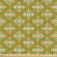 thumbnail image 2 of Vintage Fabric by the Yard, Nostalgic Bicolour Pattern of Damask Curlicue Dots Flowers and Hearts, Decorative Upholstery Fabric for Chairs & Home Accents, Dark Yellow and Pearl by Ambesonne, 2 of 5