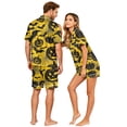 thumbnail image 4 of IYYVV Halloween Matching Pajamas For Couples Casual Pumpkin Silk Satin Sleepwear Short Sleeve Button Down 2 Piece Lounge Set Yellow XL, 4 of 5