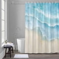 thumbnail image 5 of Ocean Beach Shower Curtains for Bathroom, Gradient Light Blue Ocean Waves Beige Beach Washable Fabric Shower Curtain with Hooks Waterproof Bathroom Decor Sets, 72 x 78 Inches, 5 of 9