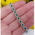 thumbnail image 3 of TAAPSEE JEWELS 14K White Gold Finish Oval Cut Lab Created Emerald Halo Women's Tennis Link Bracelet, 3 of 5