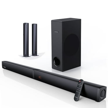 180W Separable Sound Bar with Subwoofer, 2.1CH Meredo Detachable Soundbar for TV/PC, 5 EQ Modes Treble & Bass Adjust, HDMI ARC/Optical/Bluetooth 5.4/Aux--32 inch