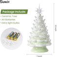 thumbnail image 2 of Sunlit Cordless Lighted Ceramic Christmas Tree Vintage Tabletop Christmas Decoration Pre-Lit Colorful Mini Light Bulbs 13" Traditional AA Battery Operated LED - Ombre Green, 2 of 7
