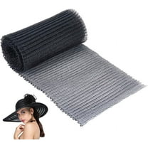 2.2 Yards Horsehair Braid Fabric 6.7-7 inch Plastic Wrinkle Mesh Fabric Millinery Netting Tulle Fabric Pleated Mesh Ribbon for Wedding Decor DIY Bridal Hat Veil Dress Black