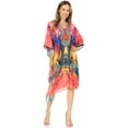 thumbnail image 5 of Sakkas Kristy Long Tall Lightweight Caftan Dress / Cover Up With V-Neck Jewels - Pink / Blue - One Size, 5 of 5