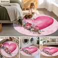 thumbnail image 5 of Round Area Rug 7 Ft, Valentines Day Washable Non-Slip Circle Carpet for Living Room/Bedroom, Pink Love Hearts Roses Floral Romantic Low-Profile Large Runner Mat Collection Rugs for Indoor, 5 of 8