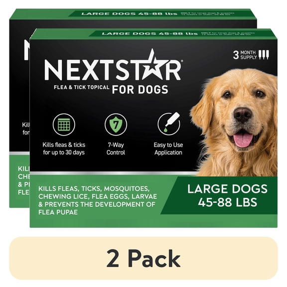 (2 pack) NEXTSTAR Flea & Tick Topical Prevention for Dogs 45-88 lbs, 3-Month Supply
