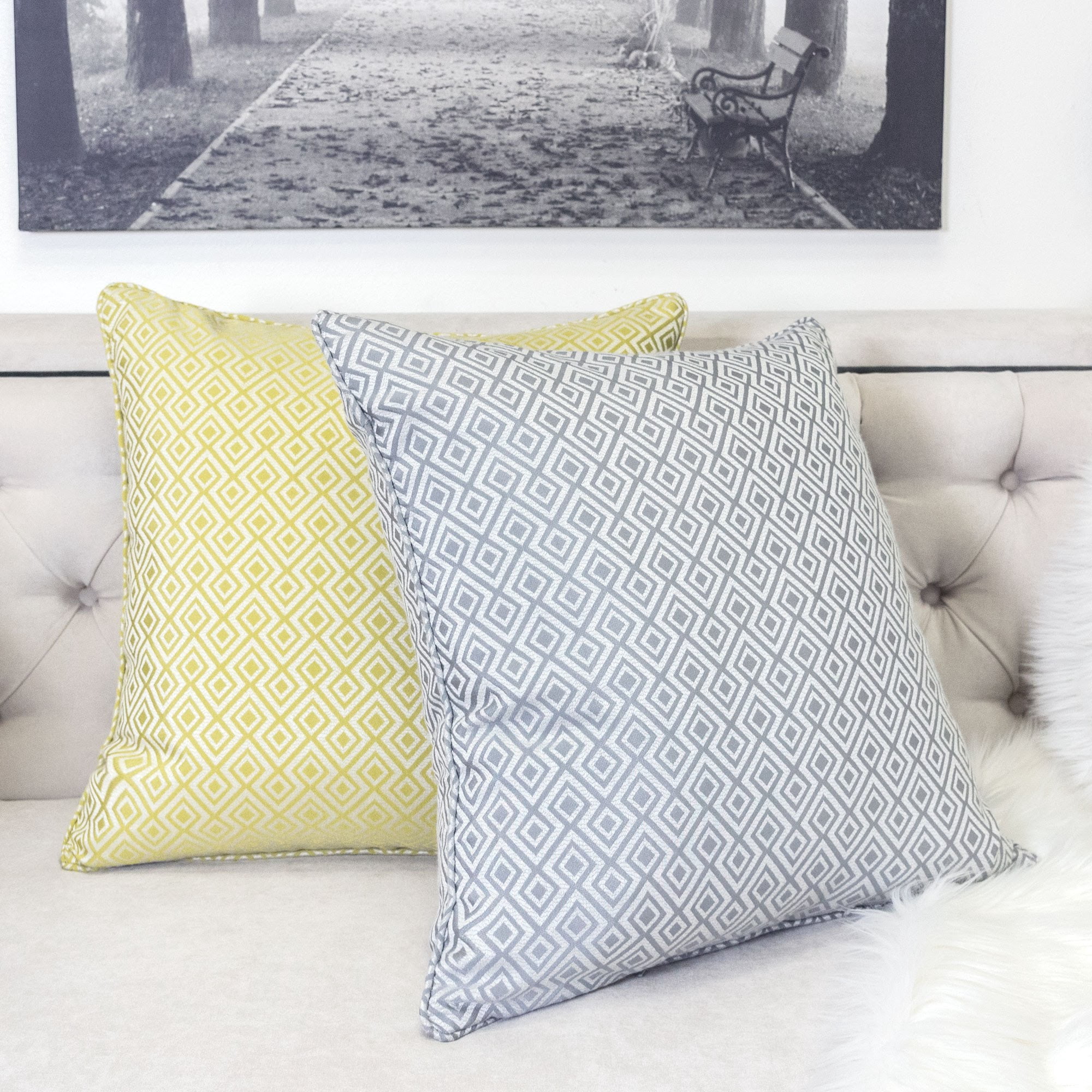 Jackie Silver Geometric Polyester 20 in. x 20 in. Throw Pillow