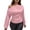 Pink, variant on Womens Elegant Solid Color Satin Blouse One Shoulder Asymmetric Draped Neck Long Sleeve Shirt Beige L