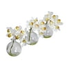Nearly Natural Cymbidium Artificial Flowers with Vase (Set of 3), White