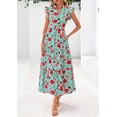 thumbnail image 6 of PRETTYGARDEN Women's Summer Floral Midi Dress Cap Sleeve V Neck Ruffle Long Flowy Boho Casual Beach Vacation Dresses, 6 of 8