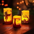 thumbnail image 3 of WYZworks Halloween LED Candles Set of 3 - Flickering Flameless Pillar Candles with Timer - Spooky Silhouette Designs - Battery Operated - 4", 5", 6" Heights for Halloween Decorations, 3 of 8