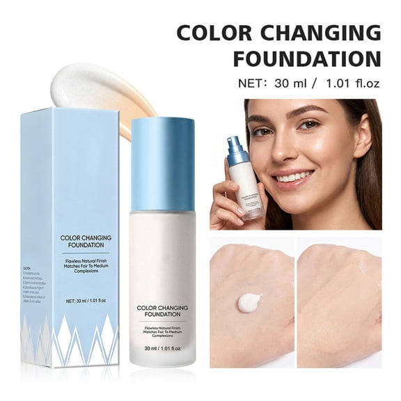 Color Changing Foundation, Foundation Makeup Creates Flawless Skin, Self Adjusting Natural Finish, Blurs Imperfections Fine Lines, Foundation All Skin Types for Women, 1.01 FL OZ