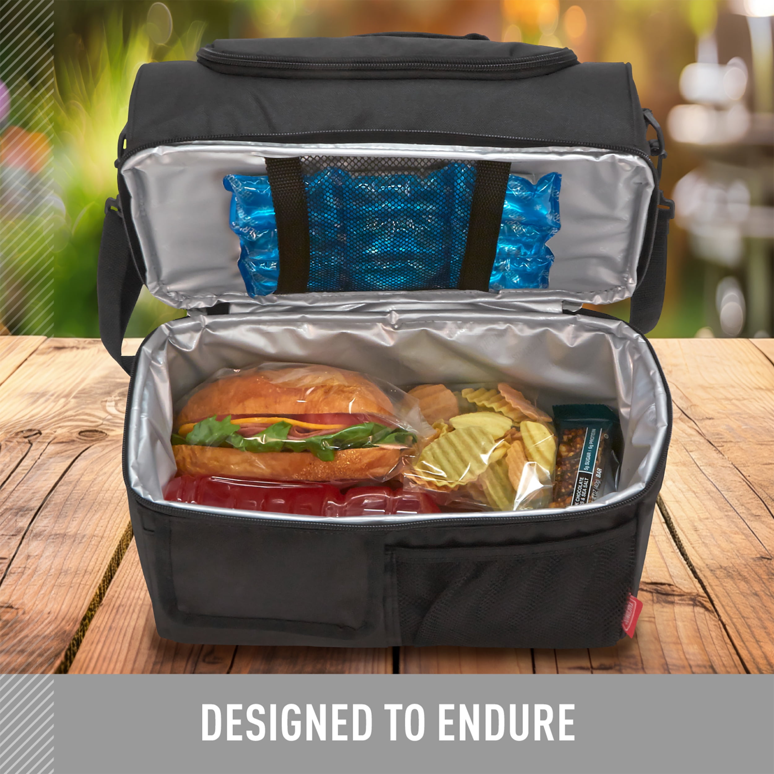 Thermos Lunch Cooler, Black, Adult Soft-Sided Cooler for Portable Food Storage, Ideal for Work and Travel