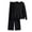 Black, variant on Women's Knit 2 Piece Outfit Wide Leg Pants Long Sleeve Oversized Crewneck Sweater Sets Lounge Sweatsuit Grey One Size