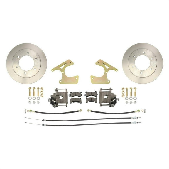 1963-1970 Chevy C10 Truck Rear 6 Lug Disc Brake Kit: 12" Rotor, 6x5.5" Bolt Pattern, GM Large Bore Single Piston Calipers w/ E-Brake, D54 Pads, Hardware & E-Brake Cables