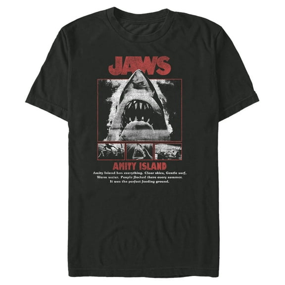 Men's Jaws Black and White Poster  Graphic T-Shirt