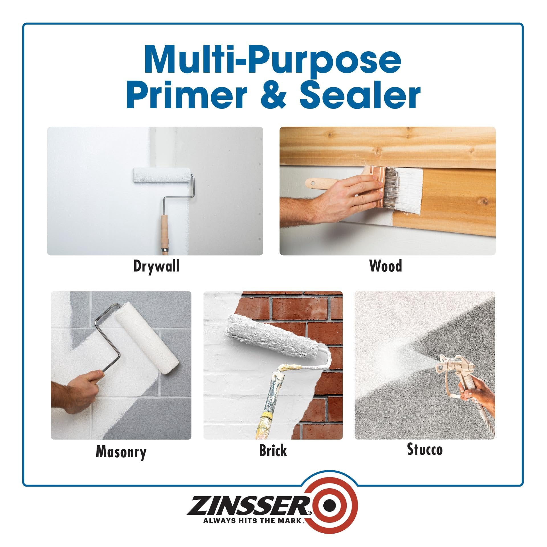 Zinsser 373693-4PK HIDZ Multi-Purpose Primer and Sealer, Quart, Flat White, 4 Pack