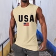thumbnail image 2 of HCNTES American USA Flag Tank Top for Men Patriotic 4th of July Sleeveless Shirt(Beige,S), 2 of 4