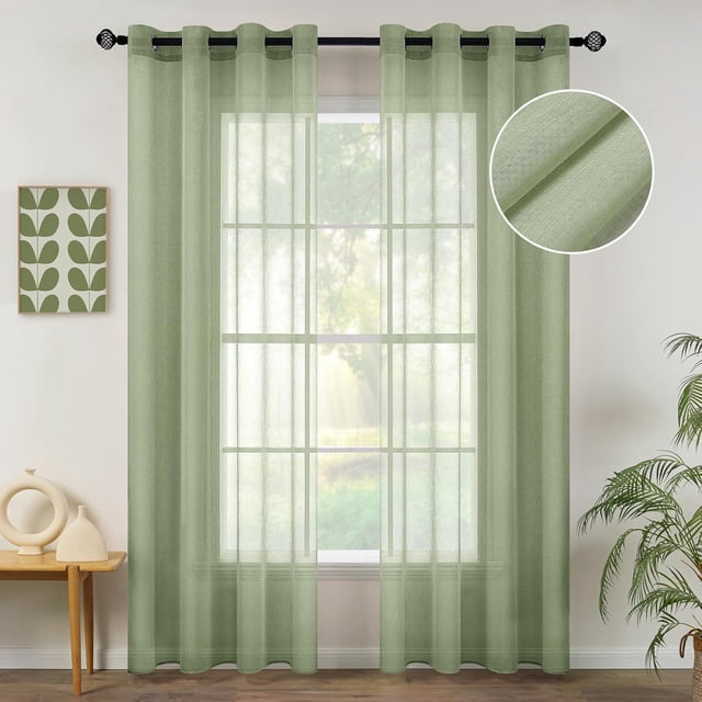 2 Panneaux Rideaux de Fenêtre Semi-Transparents Terracotta Boho à Œillets Voilage Texturé en Lin pour Chambre Salon Rouille Rétro Automne Déco Moderne (54X84 Pouces)