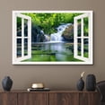thumbnail image 2 of wall26 Canvas Print Wall Art Window View Neon Green Forest Waterfall Rapid Lake Wilderness Nature Photography Realism Scenic Landscape Colorful Multicolor for Living Room, Bedroom, Office - 16"x, 2 of 5