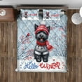 thumbnail image 4 of Hello Winter Scottish Terrier Smiling in Red Scarf Hat Welcome Christmas Quilt Bedding Set Scottie Dog Lover Gifts 1 Blanket Bed Cover 2 Pillowcases - 00017, 4 of 5