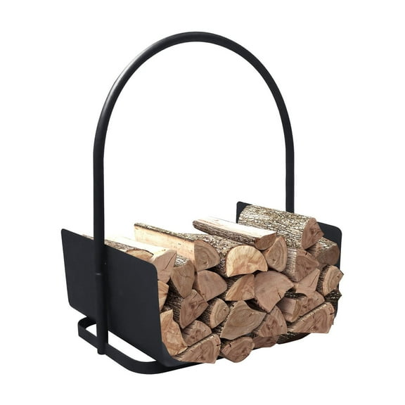 Portable Fireplace Log Holder, Firewood Storage Log Baskets with Handles, Black