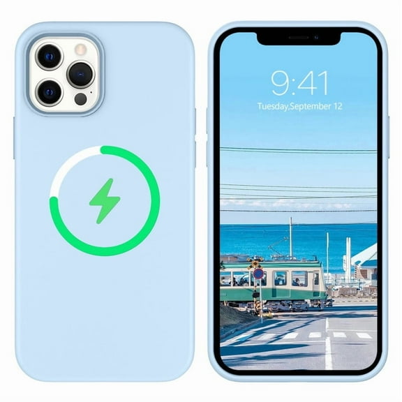 GUAGUA for iPhone 12 Pro Max Case with Magnetic [Compatible with Mag-Safe] [Great Grip Feeling] Shockproof Slim Translucent Matte Scratch-Resistant Case 6.7 Inch, Soft Light Blue
