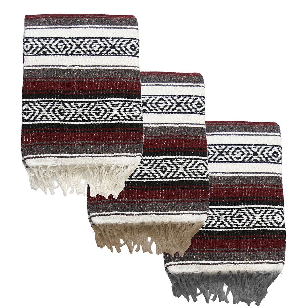Deluxe Mexican Blankets in Striped Patterns (Burgundy) Walmart Canada