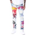 thumbnail image 2 of GFTD LA Los Angeles Men's Iris Skinny Fit Painted Skull Distressed Ripped Jeans (34, Blue), 2 of 5