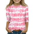 thumbnail image 2 of CCRFTGI Shirts for Girls 10-12 Ropa Ninas 10/12 Y Crew Neck Tween Girls Tops Tie Dye 3/4 Sleeve Shirts Spring Size 10 Girls Clothes Pink 7-8 Years, 2 of 5