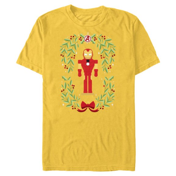 Marvel Holiday Christmas Avengers Holly Iron Man Nutcracker - Short Sleeve Blended T-Shirt for Adults - Customized-Yellow