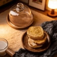 thumbnail image 1 of Mini Dessert Plates with Glass Lid for Cake Display, Wood Serving Tray for Sweets, Macarons, Small Snack Presentation and Party Decor, 1 of 6