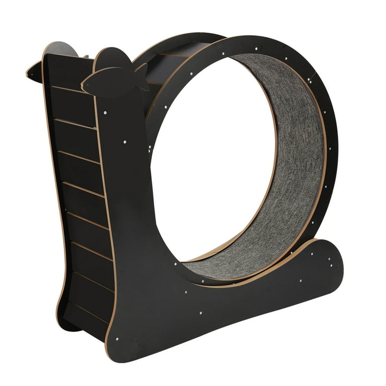 Miumaeov Cat Toys Cat Running Wheel Treadmill with Safety Lock Cat Furniture Silent Wooden Exercise Wheel 43.3 13.4 40.1in