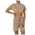 thumbnail image 1 of Conjunto de dos piezas de sudadera con bolsillo y túnica de manga corta informal sexy de verano para mujer Fridja  nalpqowj29472, 1 of 9
