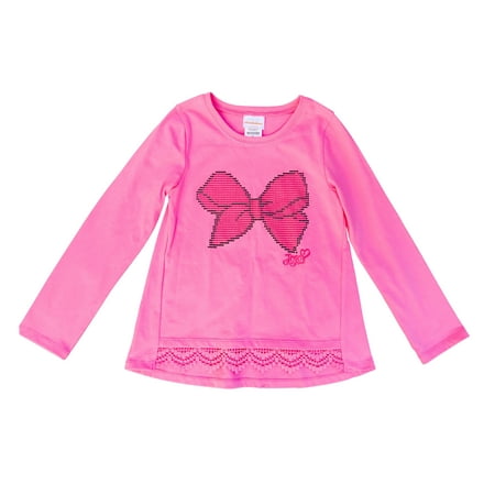 Nickelodeon JOJO Siwa Bow w/Crochet Lace Bottom Long Sleeve Tee Shirt